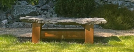 Stone and Corten bench 